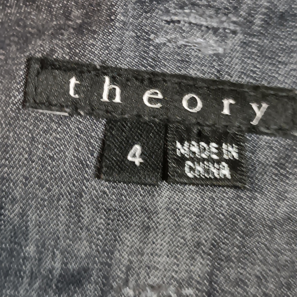 THEORY two-tone chambray denim button down skirt, 4 - Picture 4 of 11